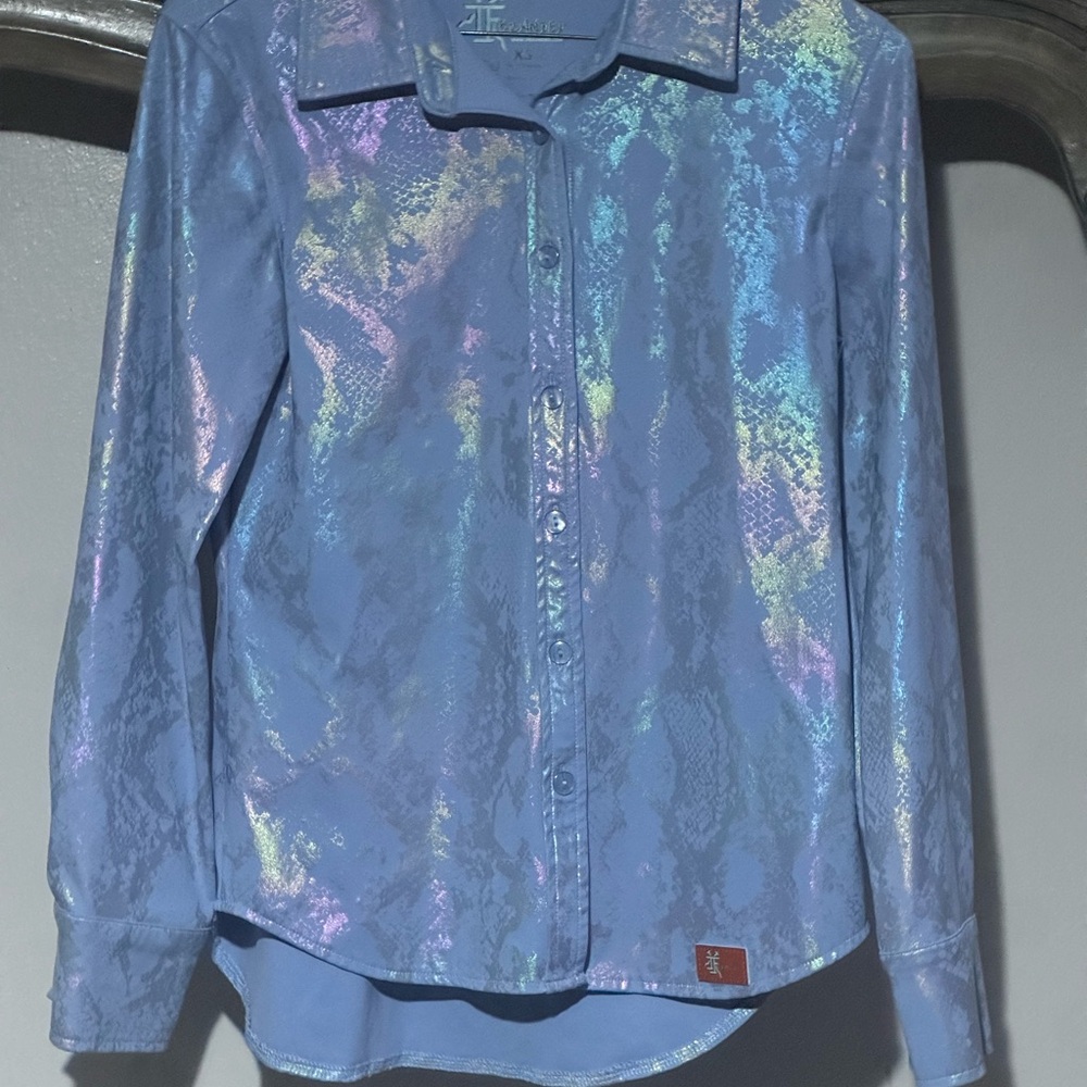 Iridescent Blue Button-Up Shirt